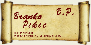 Branko Pikić vizit kartica
